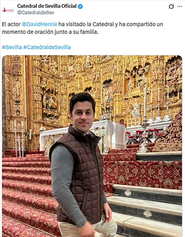 Un famoso actor americano visita la Catedral de Sevilla y lo &#039;confunden&#039; con un sevillano: «Usó un hechizo para convertirse»