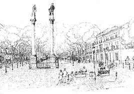 Las obras de la Plaza Nueva serán forradas con unas lonas sobre la 'Sevilla ideal'