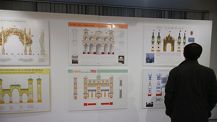 En imáganes, la exposición de las propuestas de la portada de la feria de Sevilla 2026