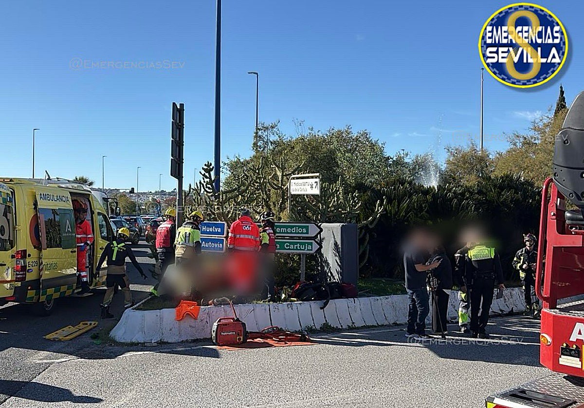 Dispositivo en la zona del accidente de tráfico