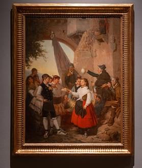 Imagem Secundária 2 - “Retrato de Gustavo Adolfo Becker”, “Interior de uma casa em uma cidade de Aragão enquanto a família se reúne durante o dia para tomar chocolate” e “O Presente”. Festa principal de Moncayo (Aragão), véspera do padroeiro