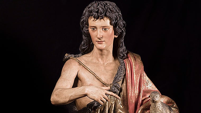 Detalla del 'San Juan Bautista', escultura que pertenece también a la colección del Museo de Bellas Artes de Sevilla