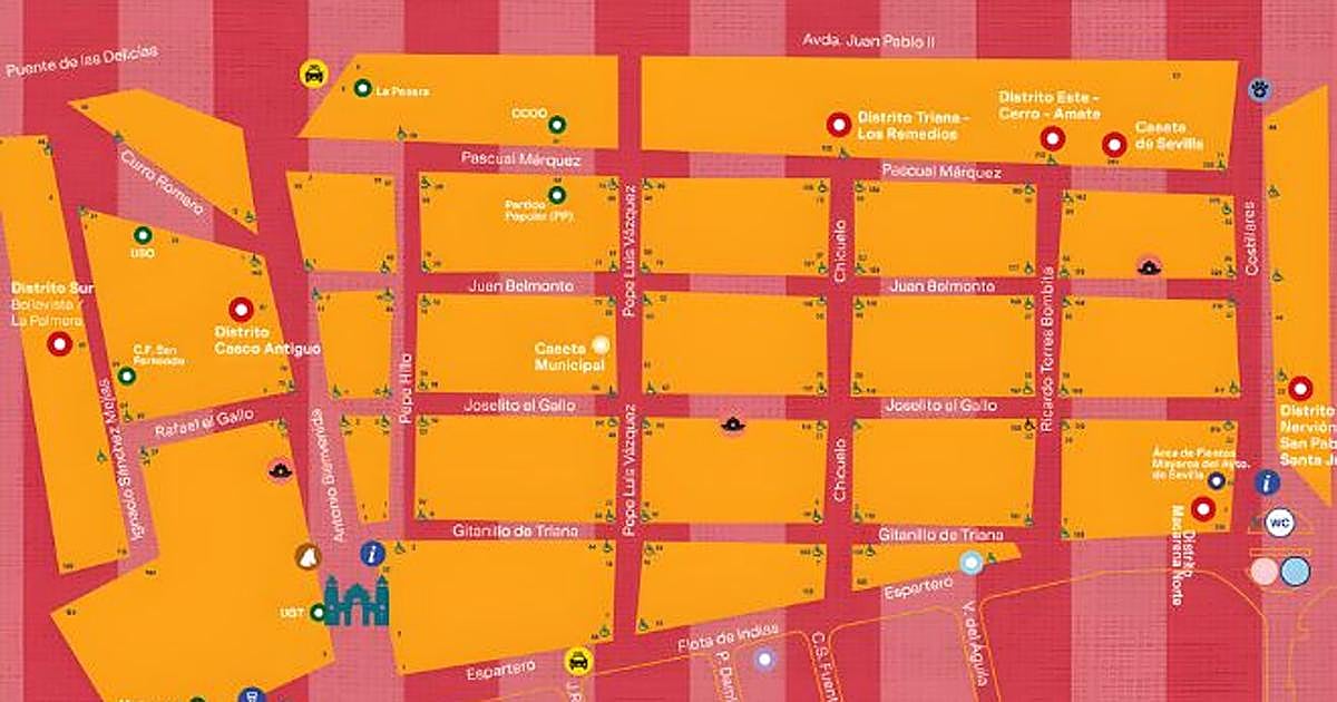 Mapa de la Feria de Abril de Sevilla 2026: plano de casetas y calles