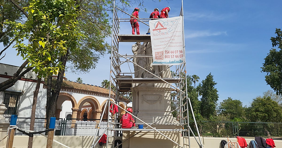 Así ha quedado la Plaza de Covadonga del Parque de María Luisa tras su restauración