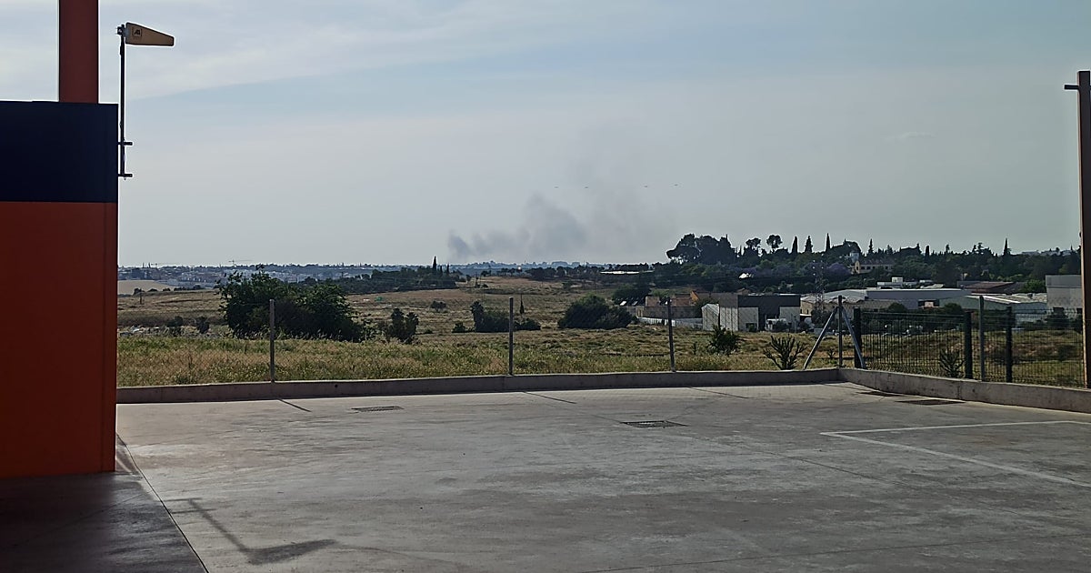 Los bomberos luchan contra un incendio cerca de la planta termosolar de Sanlúcar la Mayor