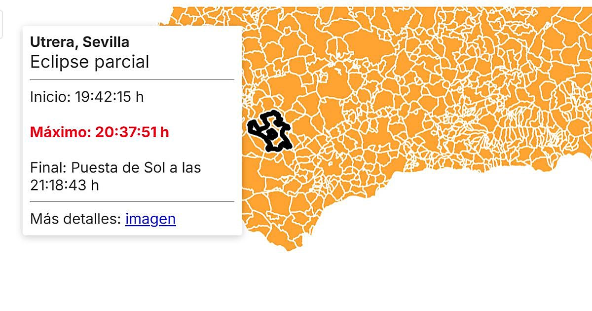 Mapa del eclipse solar del 12 de agosto en Sevilla: la mejor hora para disfrutar su fase máxima en cada pueblo