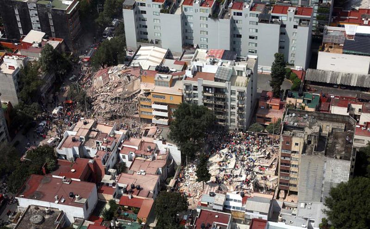 Vista aérea del devastador terremoto de 2017