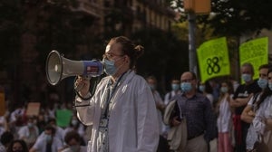 Alex Mayer durante una de las últimas protestas de los MIR