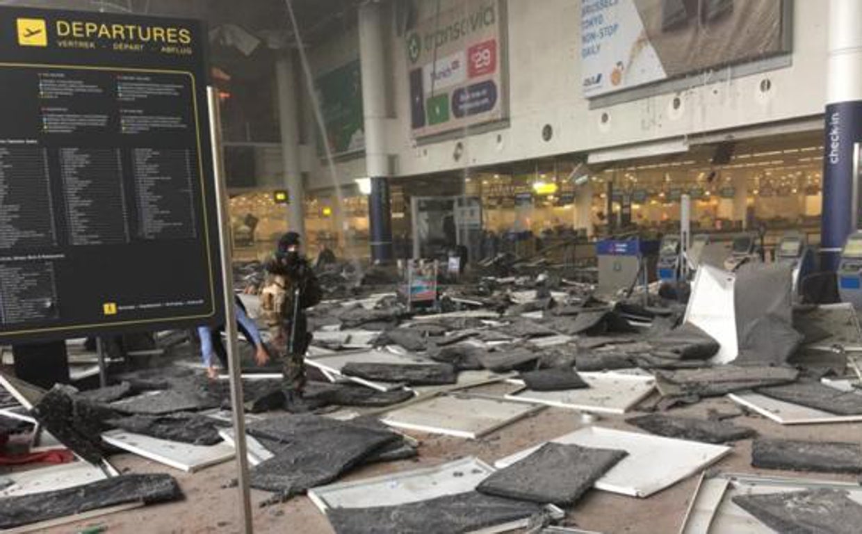 Imagen de los destrozos tras el atentado de 2017 contra el aeropuerto de Zaventem en Bruselas