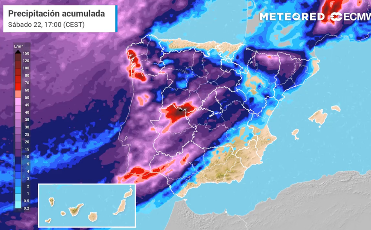 Las precipitaciones acumuladas permanecerán altas durante toda la semana con la llegada de la borrasca Armand