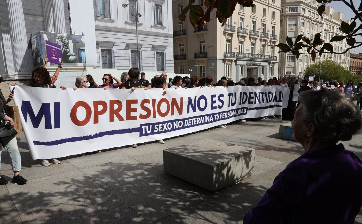 Manifestación contra la 'ley trans' a las puertas del Congreso