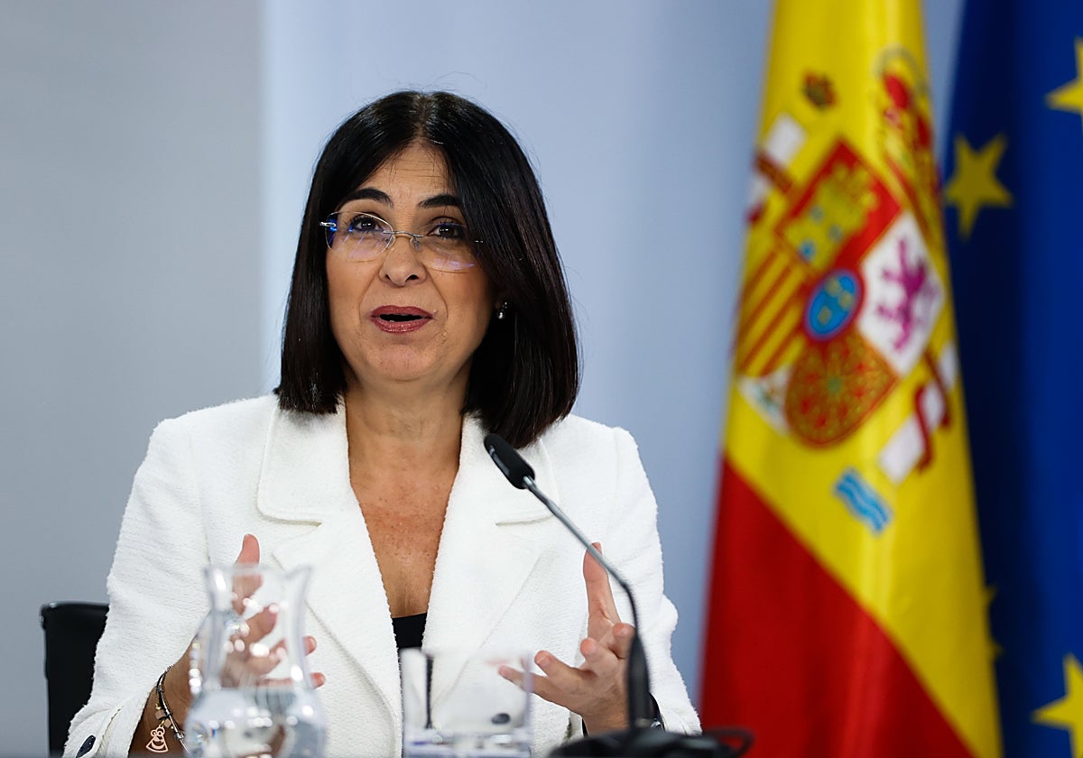 La ministra de Sanidad, Carolina Darias, en rueda de prensa