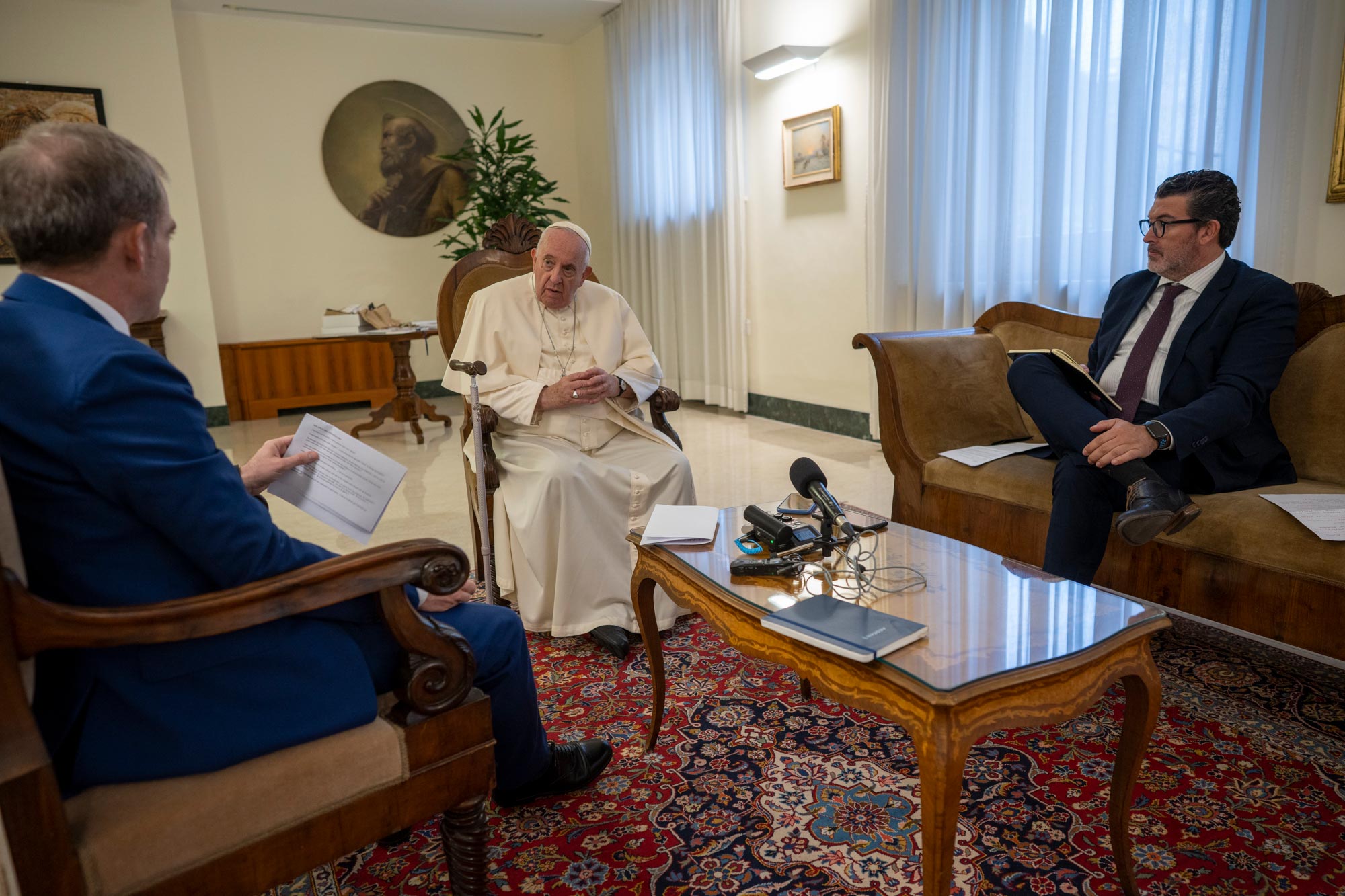 Un momento de la entrevista con el Papa Francisco