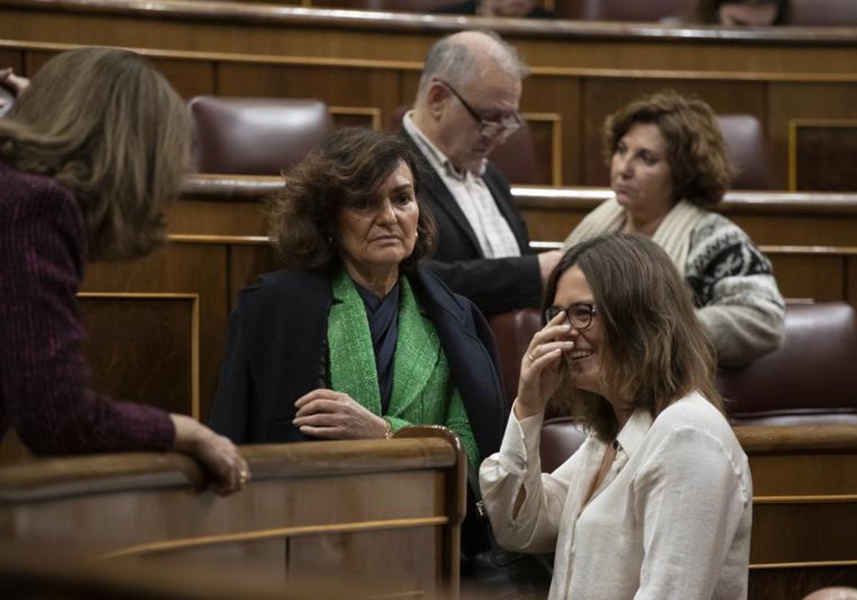 Carmen Calvo durante la sesión del Congreso de los Diputados