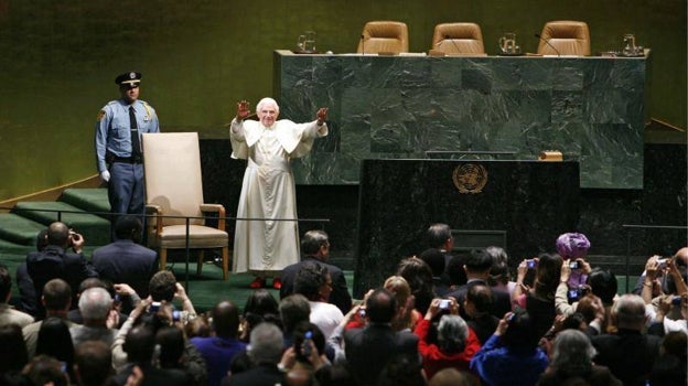 Benedicto XVI en la sede de la ONU en Nueva York