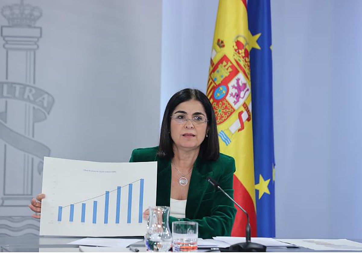 La ministra de Sanidad, Carolina Darias, tras la rueda de prensa posterior al Consejo de Ministros