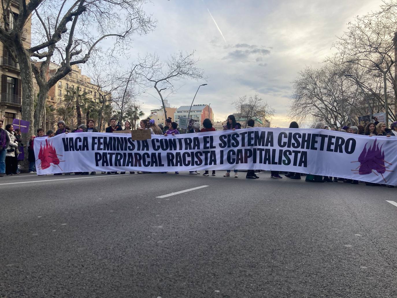 Pancarta en una manifestación en Barcelona