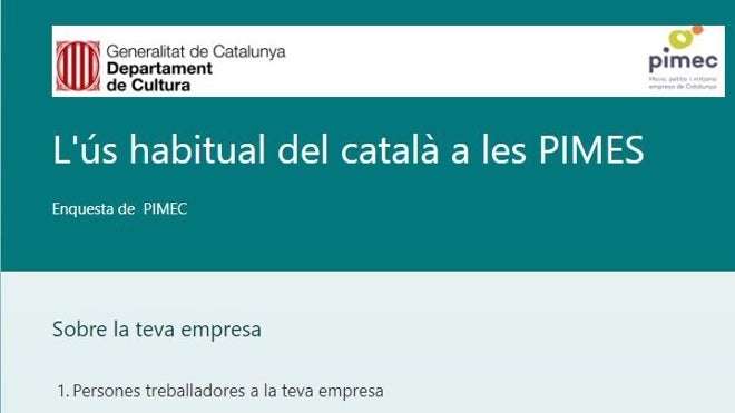 Captura de la encuesta que ha enviado la Generalitat a las pymes