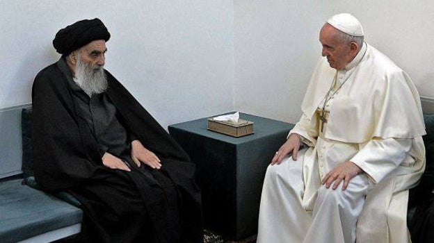 El líder chiita Al-Sistani recibe en Najaf (Irak) al Papa Francisco