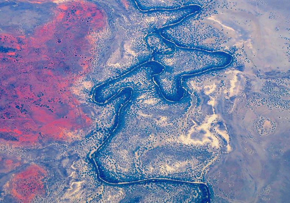 Vista aérea del río Darling en la cuenca Murray-Darling, el sistema fluvial de captación más grande de Australia