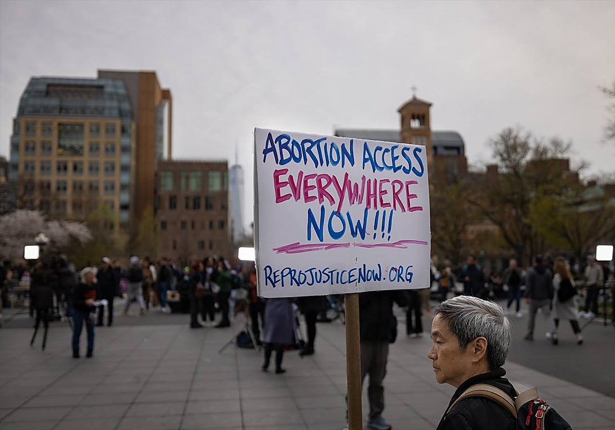 Imagen de archivo de una protesta a favor del derecho al aborto en Nueva York