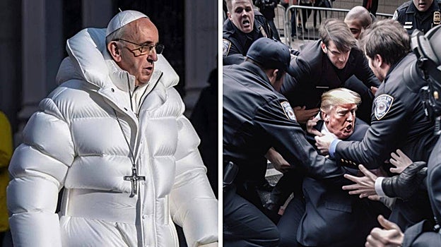 Imágenes falsas del Papa Francisco y Donald Trump generadas por una IA