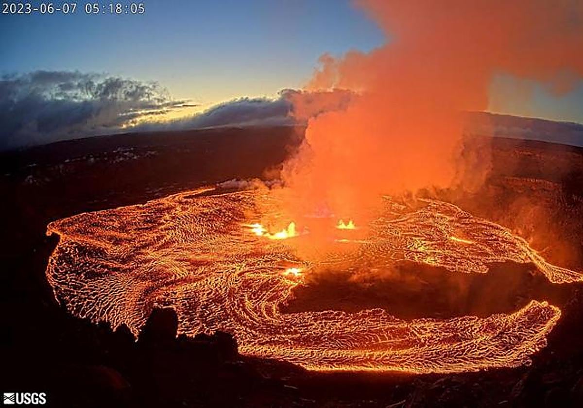 Un lago de lava en el volcán Kilauea