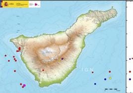El Instituto Geográfico Nacional detecta una «serie sísmica» de 40 terremotos al oeste de Tenerife