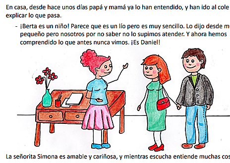 Imagen secundaria 1 - El material didáctico se enseña en las escuelas por parte de entidades «subvencionadas por el Estado», denuncia Errasti. El primero cuestiona que el maestro esté formado para identificar a niños trans género. Muestran al alumnado la necesidad de que el entorno sea comprensivo. A través del pelo corto o largo, reproducen «los esteretipos de género que denuncian», secunda el profesor.