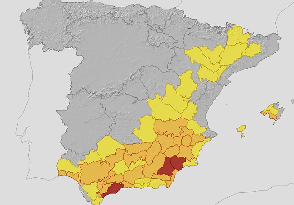 Mapa con alertas por altas temperaturas para este miércoles 12 de julio