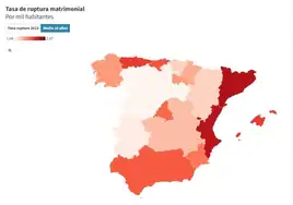 Mapa| Los divorcios por comunidades, diferencias entre la 'España vaciada' y las grandes ciudades