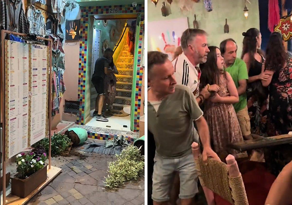 Vídeo de Izan Moreno, en el momento que presenciaron el terremoto en un restaurante en la plaza de Marrakech
