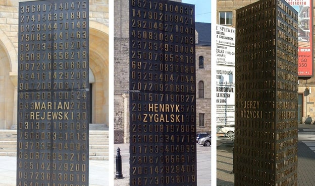 Monumento dedicado a los matemáticos polacos que durante la Segunda Guerra Mundial se dedicaron al descifrado de la Enigma