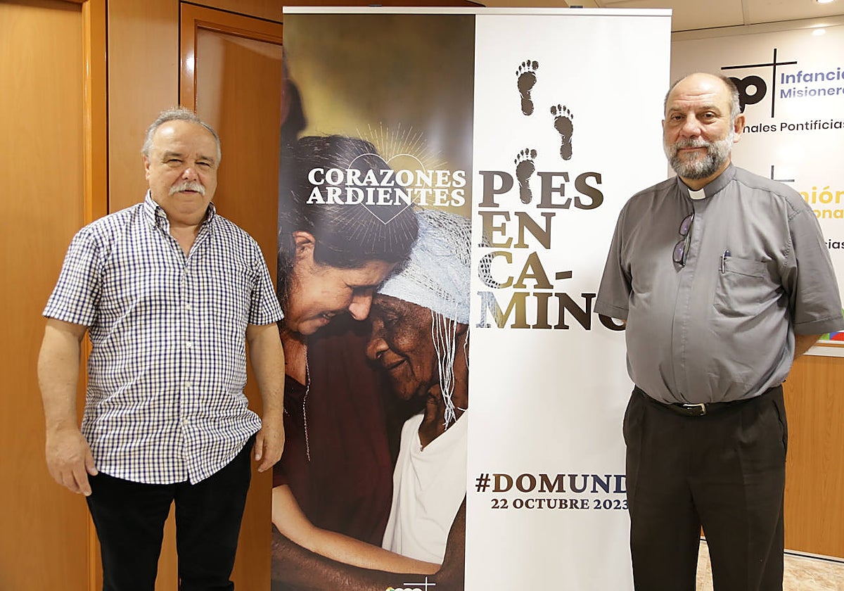 Los sacerdotes Saturnino Pasero, izq., y José María Calderón en la presentación de la jornada del Domund