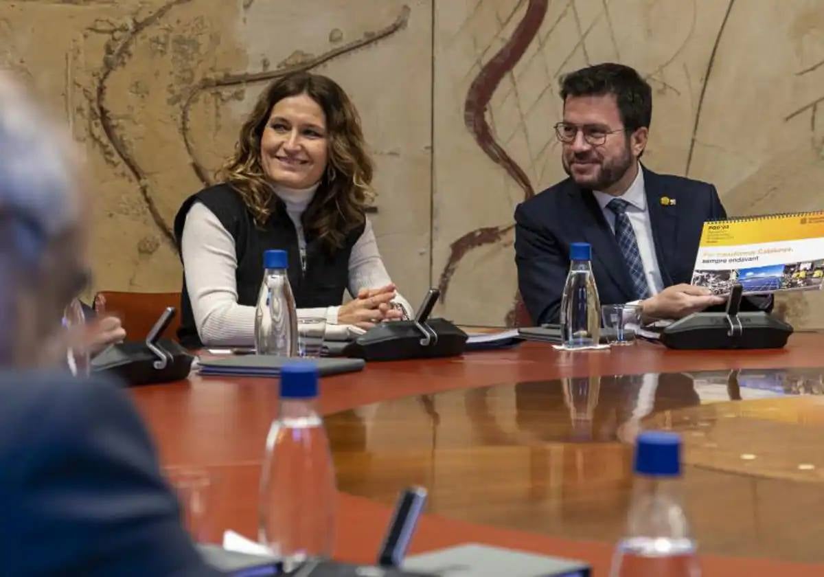 El presidente de la Generaliitat, Pere Aragonés, junto a la vicepresidenta Laura Vilagrà