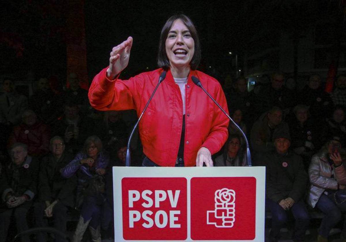 La ministra de Ciencia, Innovación y Universidades, Diana Morant, durante el acto de entrega de su precandidatura a la secretaría general del PSPV-PSOE realizado esta tarde en Gandía