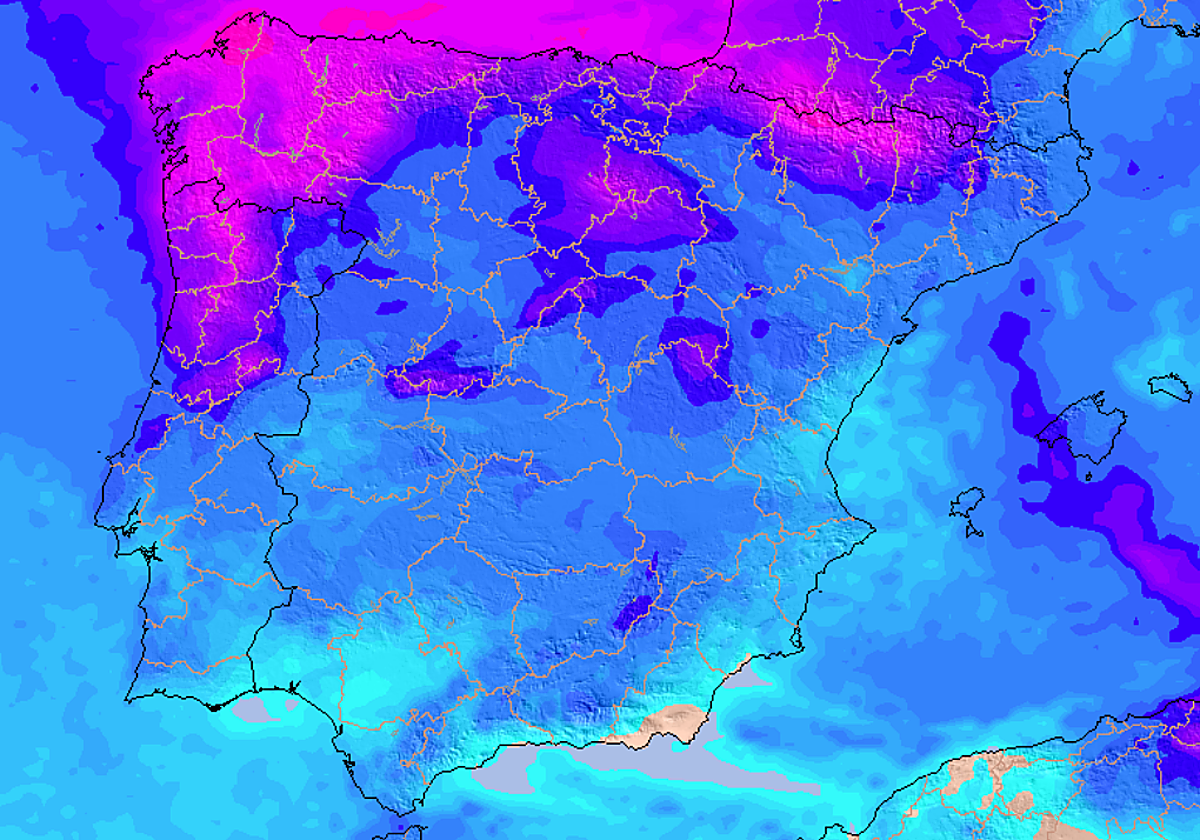 La Aemet avisa de la llegada de un nuevo frente de lluvia, frío y granizo a España este fin de semana