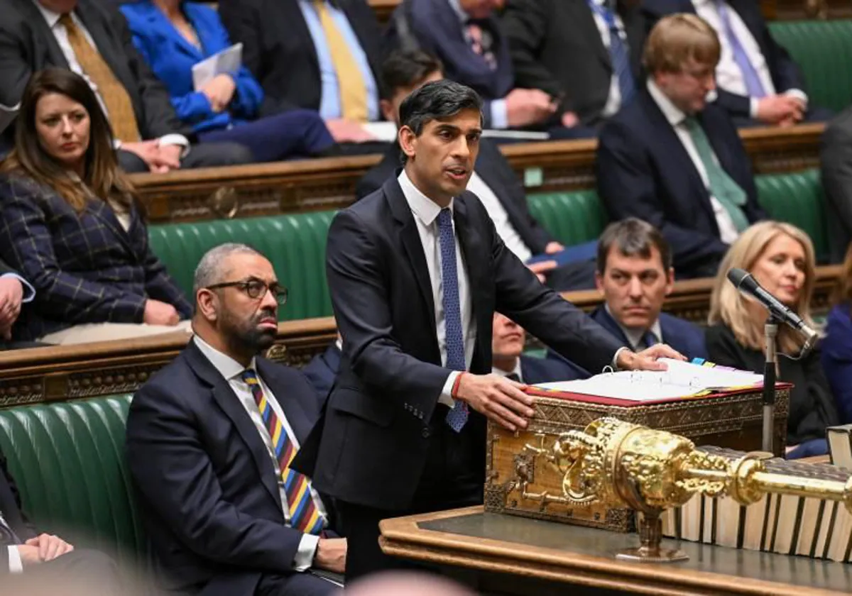 El primer ministro británico, Rishi Sunak, en una reciente intervención en la Cámara de los Comunes