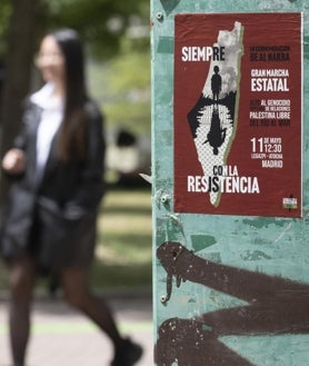 Imagen secundaria 2 - La Universidad Autónoma de Madrid se ha llenado estos días de pintadas y carteles a favor de Palestina y contra Israel