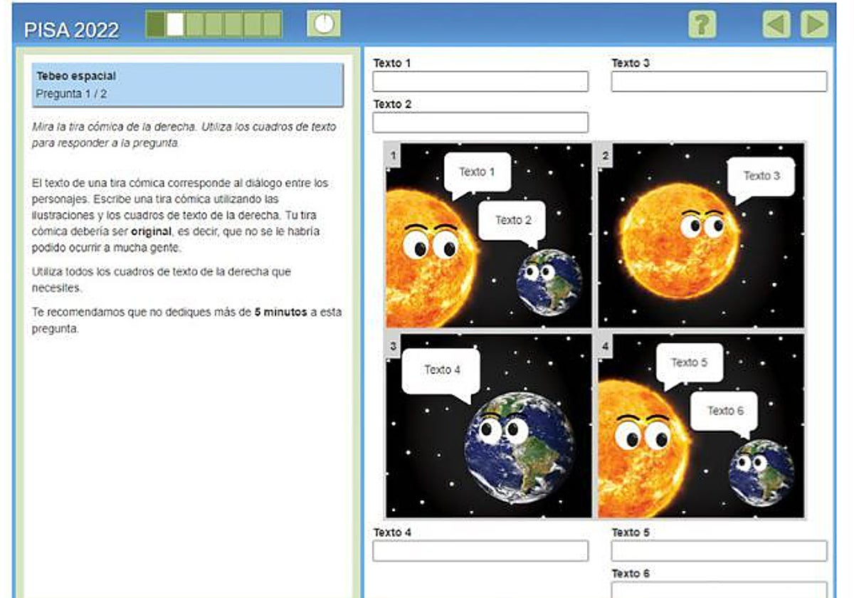 Imagen de la tira del tebeo en la que los alumnos debían colocar los textos