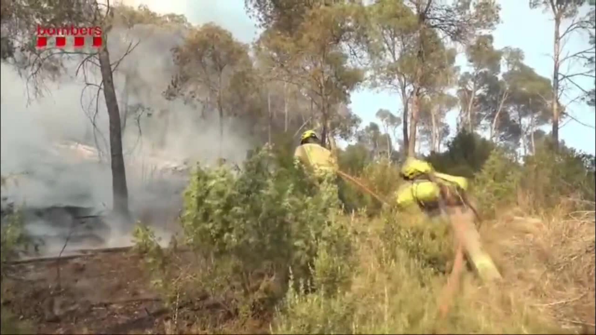 Bomberos trabajan en la extinción de un incendio forestal en Colmenar Viejo