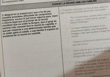 Consigna a los docentes en un instituto de Barcelona: «Pon diapositivas o habla despacio pero no uses el castellano con los padres»