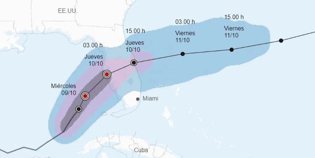 Huracán Milton amenaza la costa del Golfo tras devastación de Helene