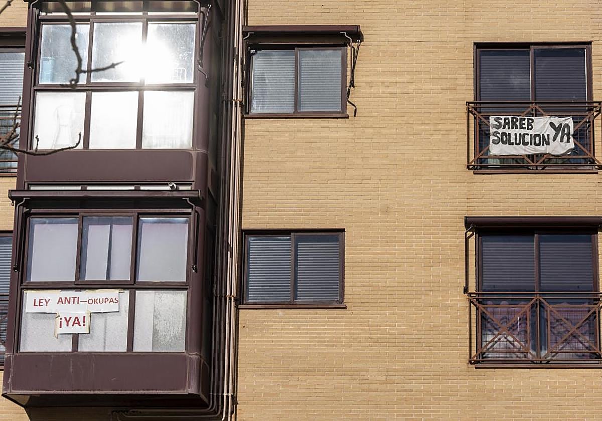 Un edificio okupado en Madrid
