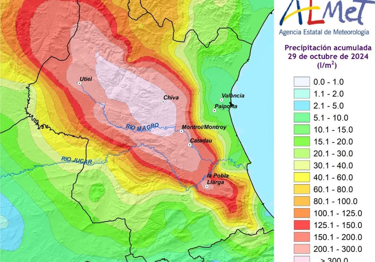 La 'zona cero' de la DANA: Chiva, Buñol o Turís recibieron en ocho ...