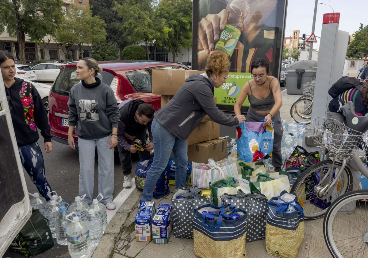 Voluntarios colaboran en la recogida ayuda para los damnificados de la DANA