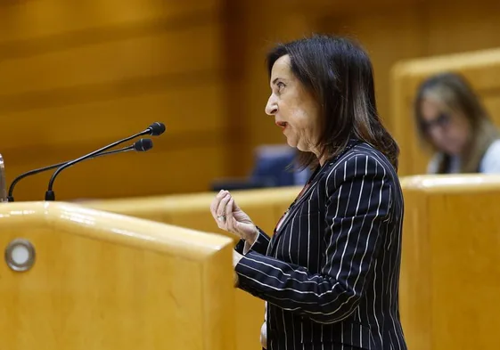 La ministra Robles, durante una intervención en el Senado