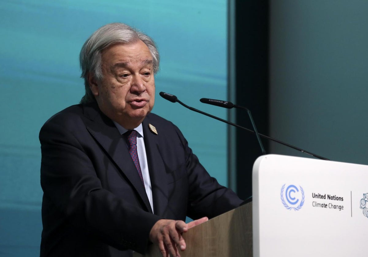 El secretario general de la ONU, Antonio Guterres, en la COP29