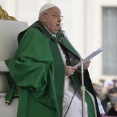 El Papa Francisco este domingo, en la celebración de la misa por el Jubileo de las Fuerzas Armadas en la Plaza de San Pedro