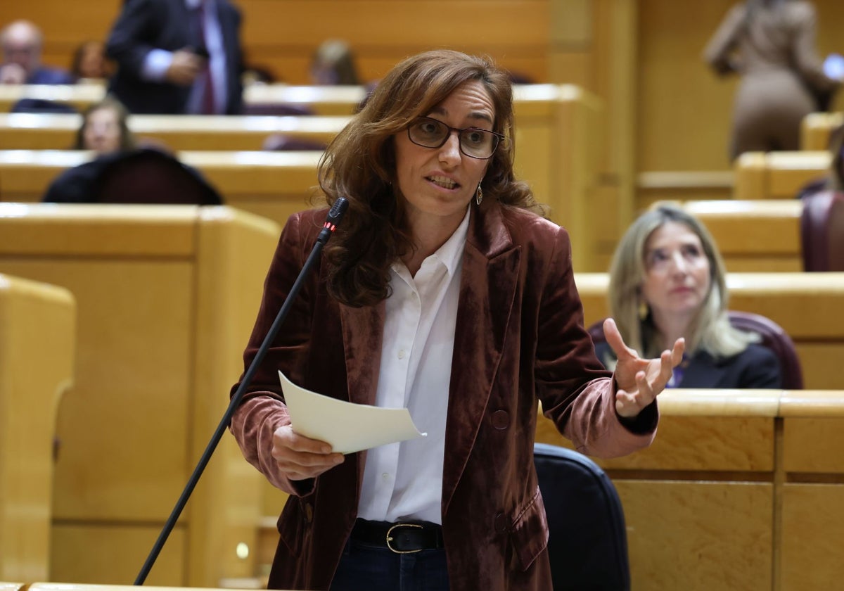 La ministra de Sanidad, Mónica García, este martes, en el Senado